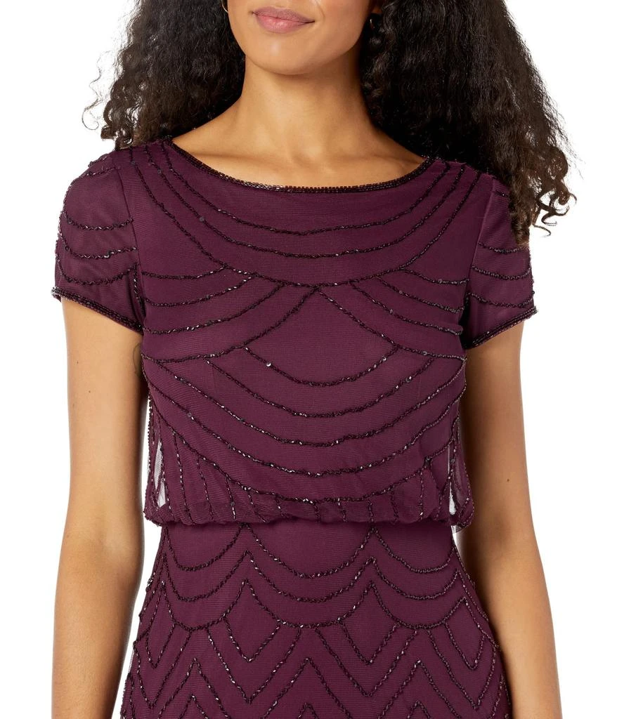 Adrianna Papell Short Sleeve Blouson Beaded Gown 4
