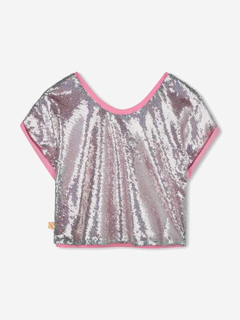 Billieblush Girls Sequin Hearts T-Shirt in Silver 2
