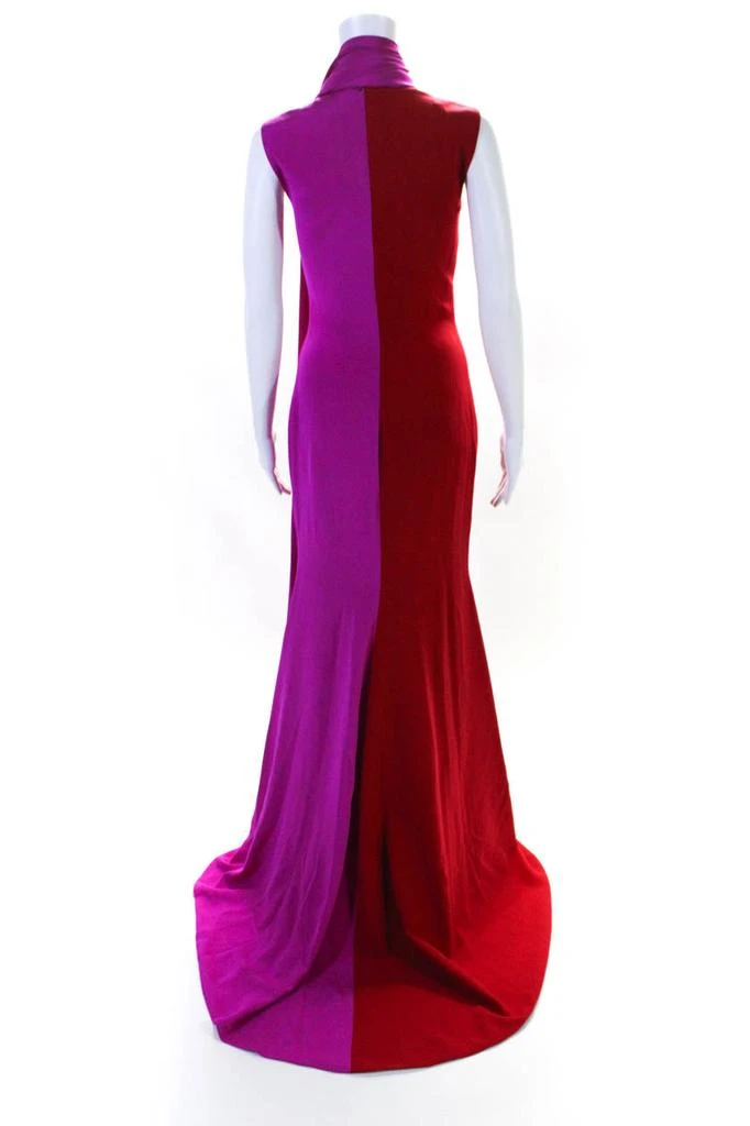 Christian Siriano Color Block Dress Gown Red Pink 3