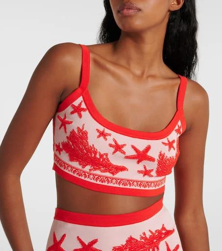 Versace Cotton-blend jacquard crop top 4