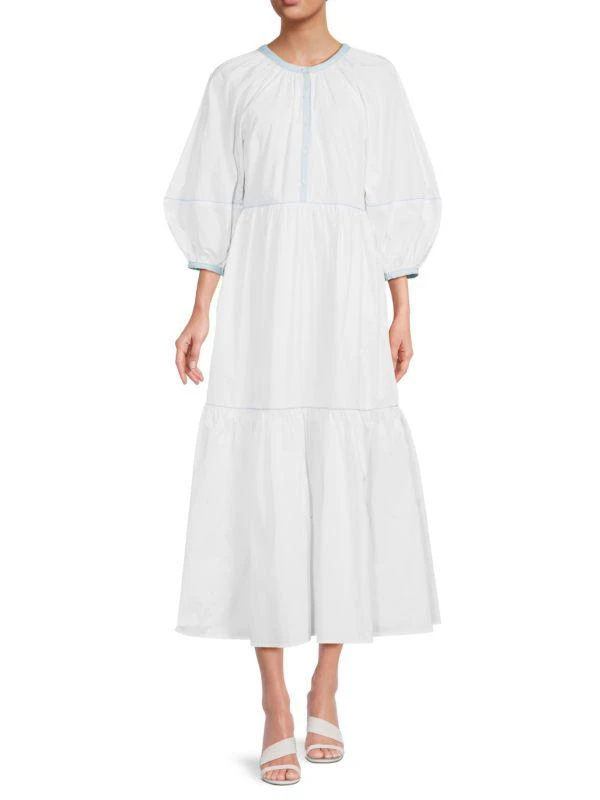 Staud Demi Tiered Puff Sleeve Midi Dress 1