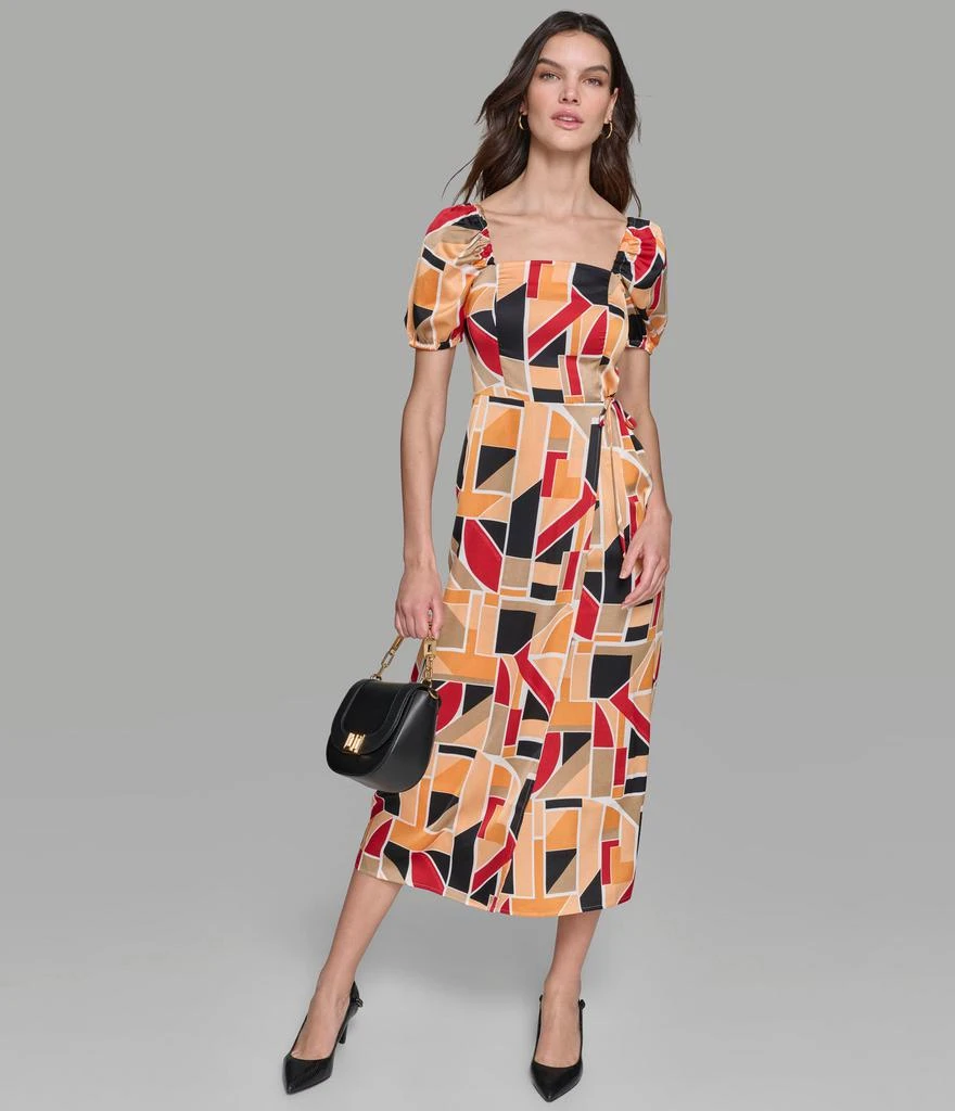 Karl Lagerfeld Paris PUFF SLEEVE WRAP MIDI DRESS 7