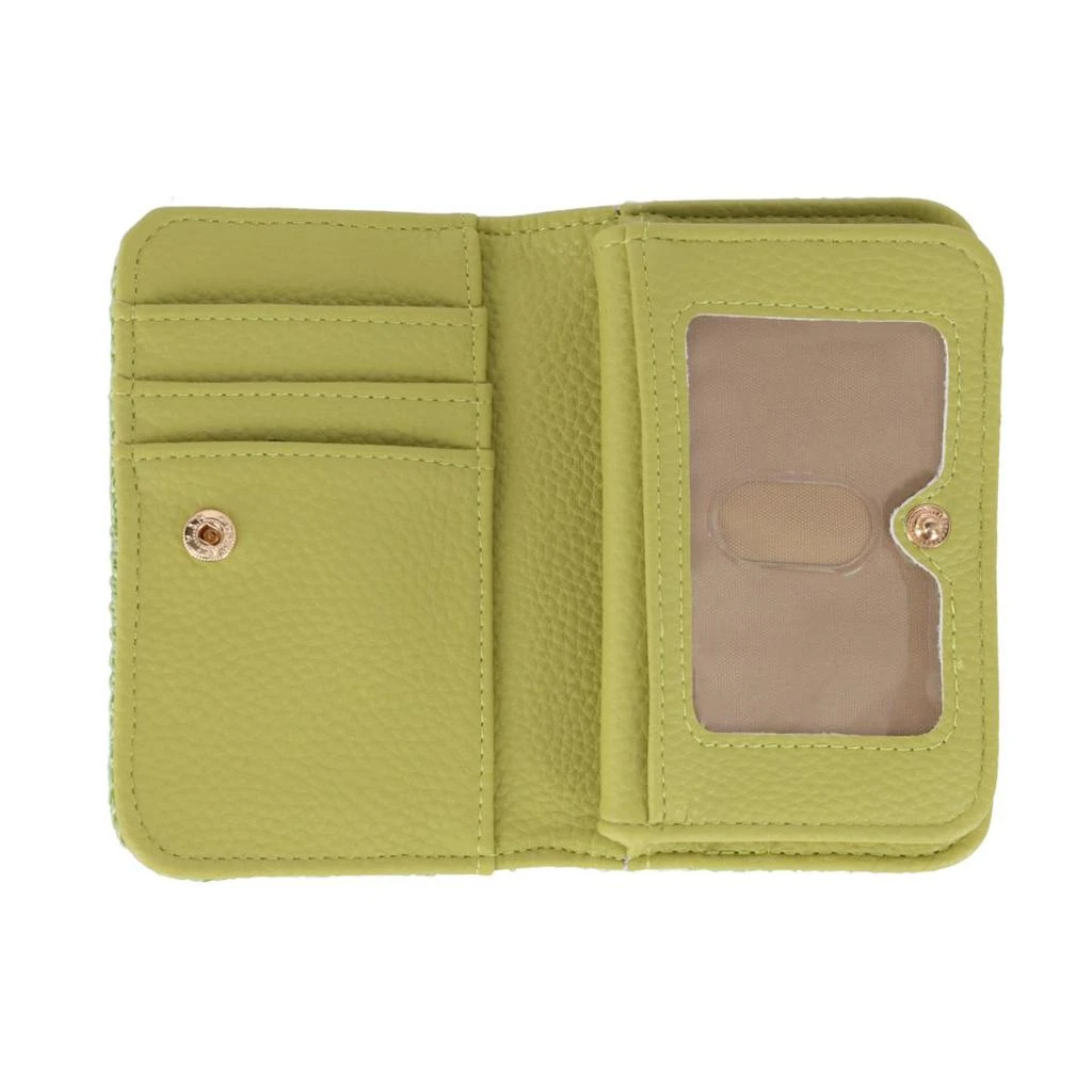 Buxton Women's Straw Vegan Leather Snap Card Case 3