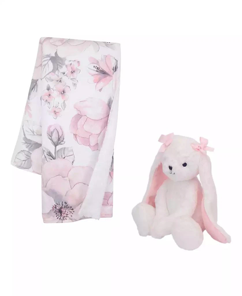 Lambs 
Ivy Floral Blanket 
White Plush Bunny Stuffed Animal Toy Baby Gift Set 2