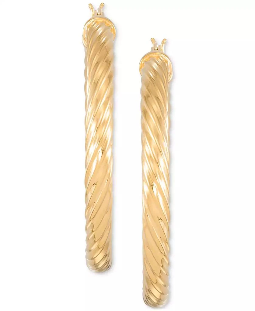 Simone I. Smith Rope Hoop Earrings in 18k Yellow Gold Over Sterling Silver (45mm) 3