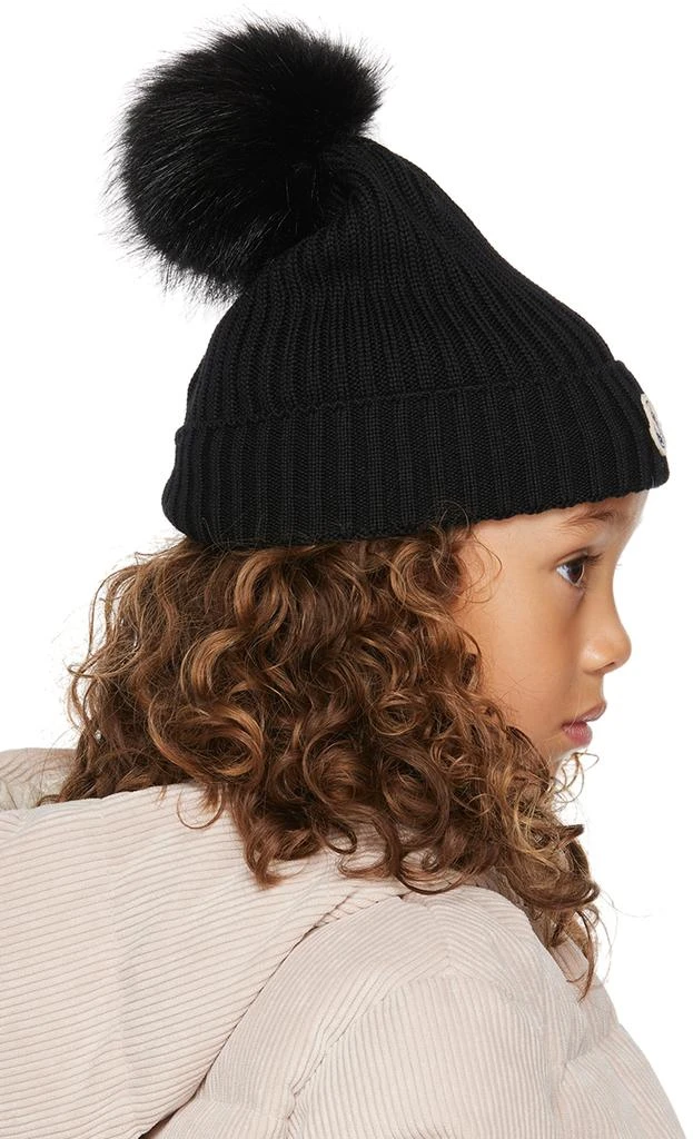 Moncler Black Knit Beanie with Brown Pom-Pom Moncler Wool Ribbed Pom-Pom Hat | Bloomingdale main image 2