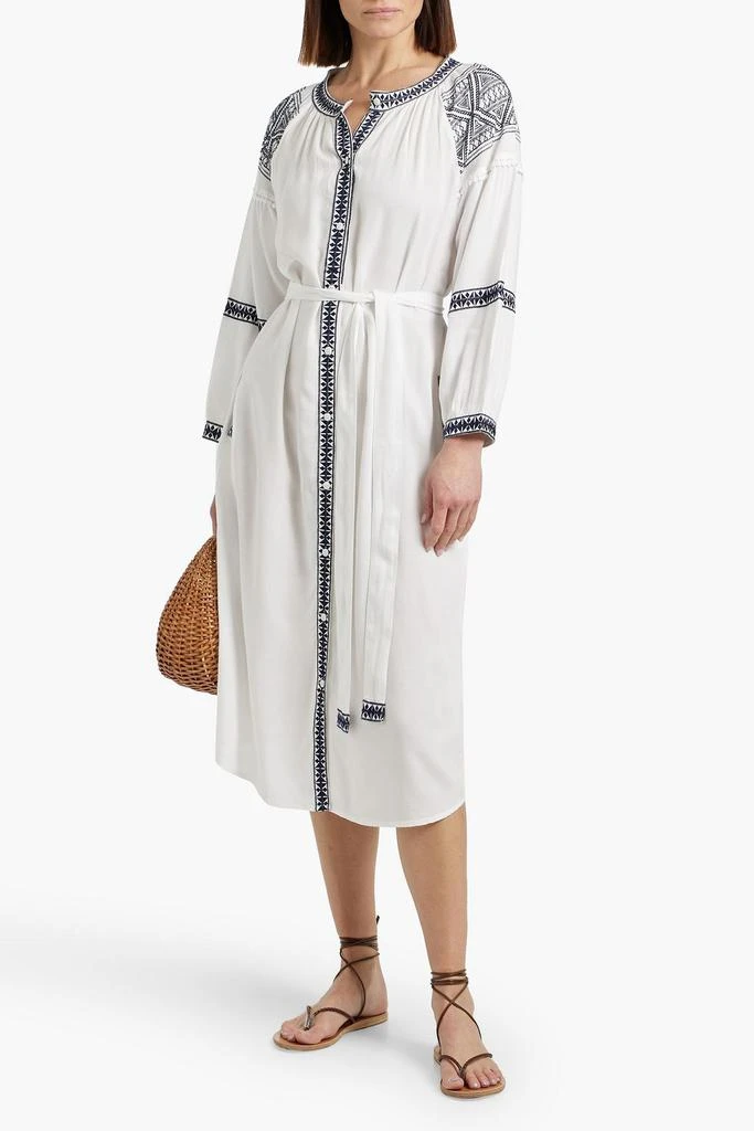 MELISSA ODABASH Ally belted embroidered voile midi dress 2