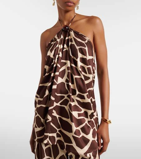 Faithfull Jensen animal-print halterneck satin top 3