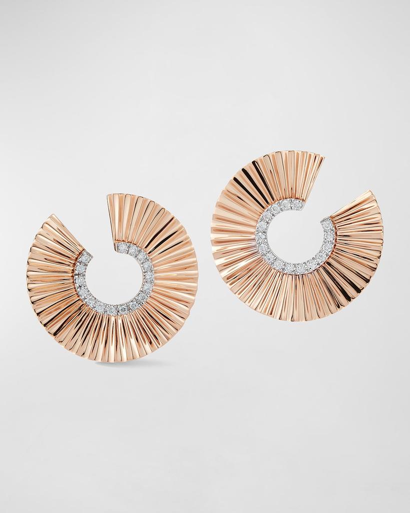 Walters Faith Clive Rose Gold Fluted Front-Facing Hoop Earrings with White Rhodium