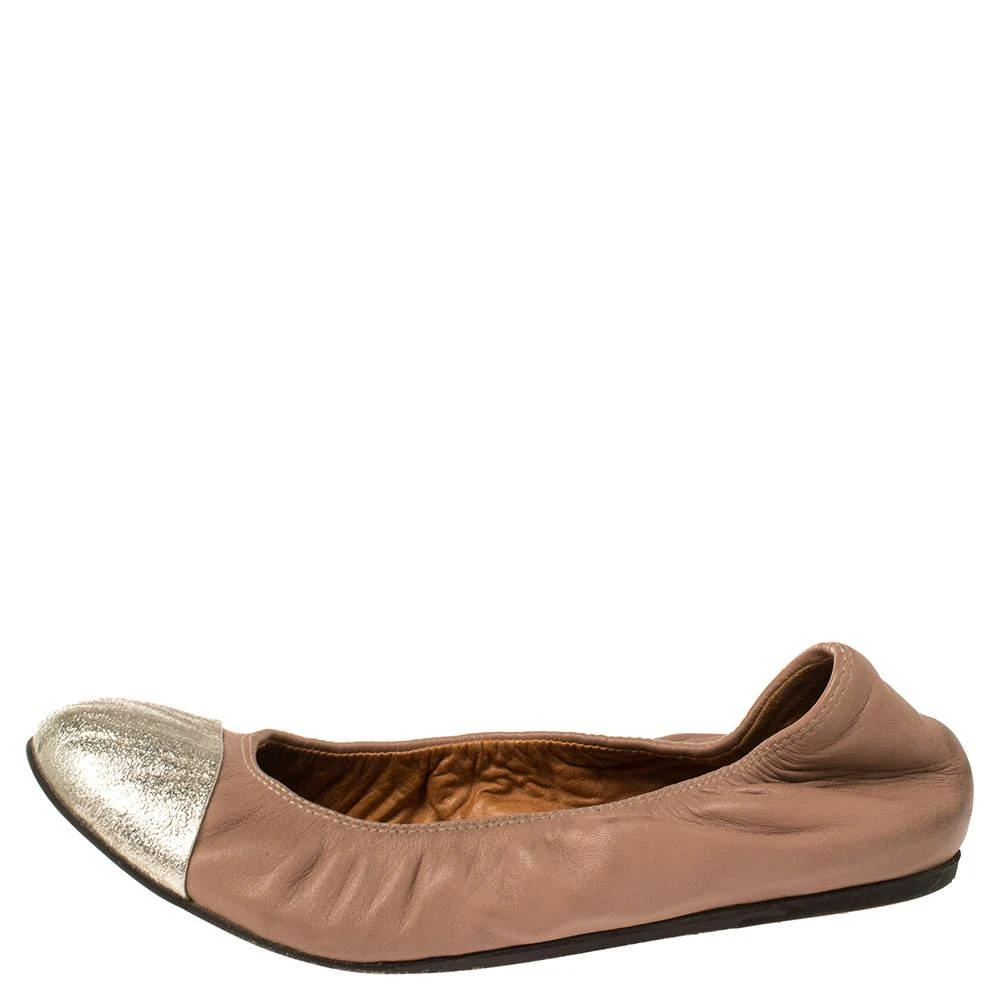 Lanvin Lanvin Nude/Silver Leather Scrunch Ballet Flats Size 37 2