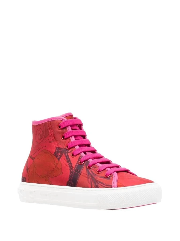 Salvatore Ferragamo Women
s Scarf-Print High-Top Trainer Sneakers In Red 2