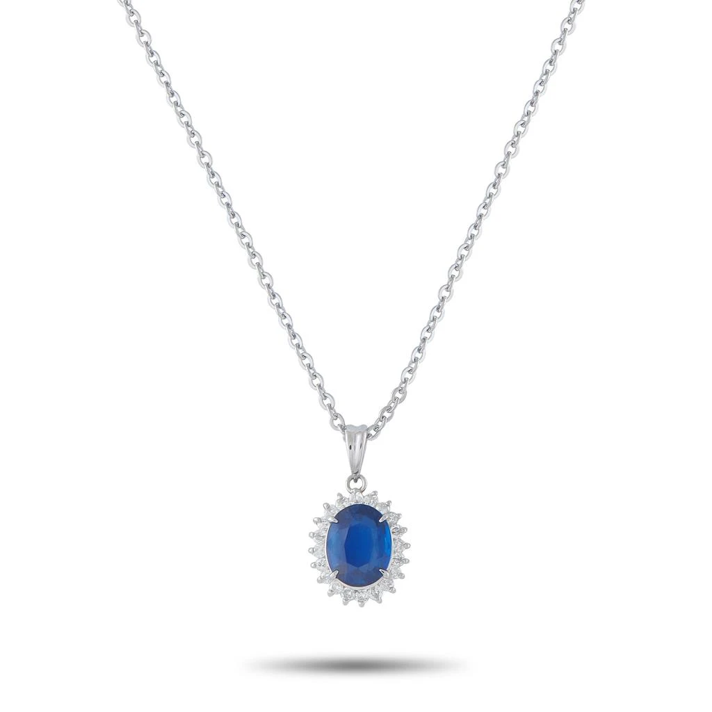 LB Exclusive Platinum 0.25ct Diamond and Sapphire Pendant Necklace MF19-041326