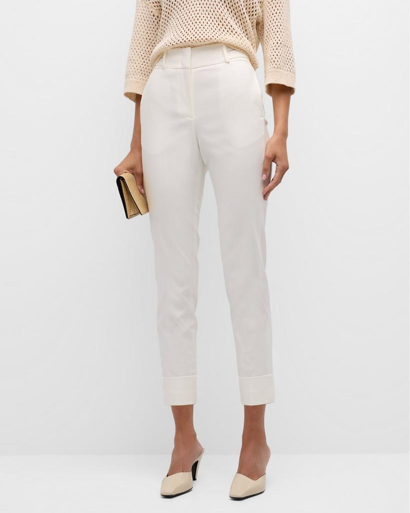 Peserico Cropped Chain-Embellished High-Rise Pants