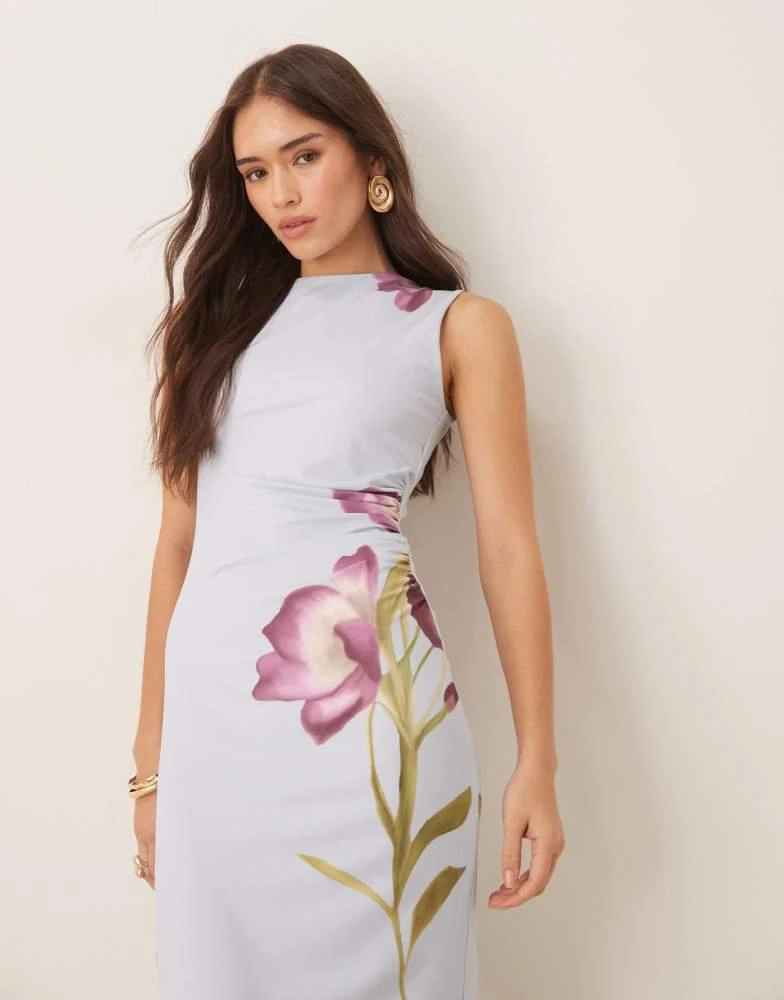 open lace back dress Rent ASOS DESIGN Off The Shoulder Pleated Pencil Midi Dress In Desert Floral