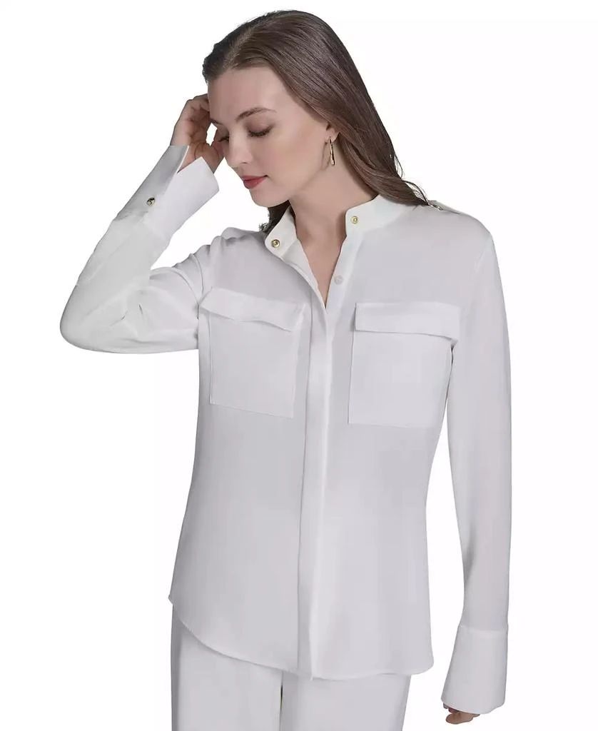 HALSTON Women's Long-Sleeve Button-Front Shirt 1