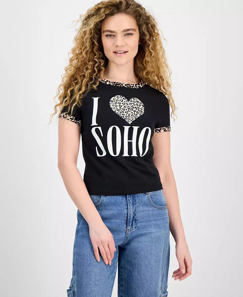 Rebellious One Juniors' Animal-Print Contrast-Trim Top