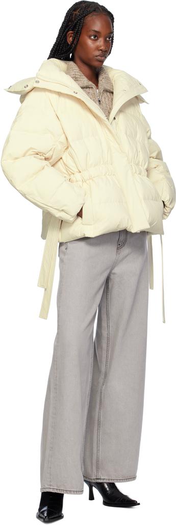 Shop Beige Tech Oversized Down Puffer Jacket on Sale at