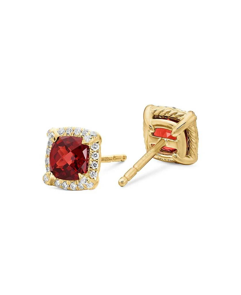 David Yurman Petite Châtelaine® Pavé Bezel Stud Earrings in 18K Yellow Gold with Gemstones and Diamonds, 5mm 1