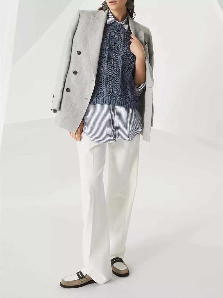 Brunello Cucinelli Cotton Ribbed Net Sweater 6