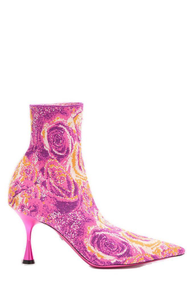 Roberto Cavalli Roberto Cavalli Rose Inlay Sock Ankle Boots