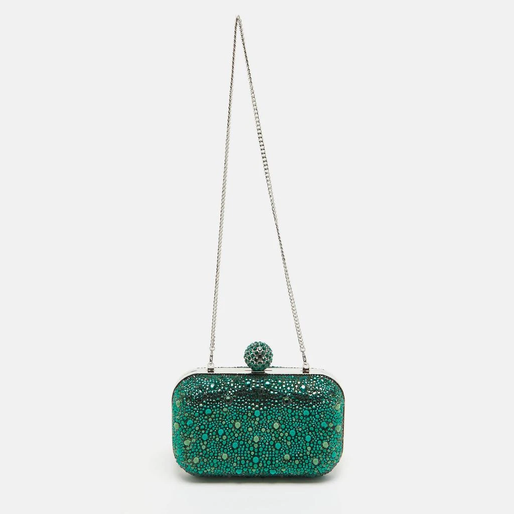 Jimmy Choo Jimmy Choo Emerald Suede Crystal Embellished Cloud Chain Clutch 1