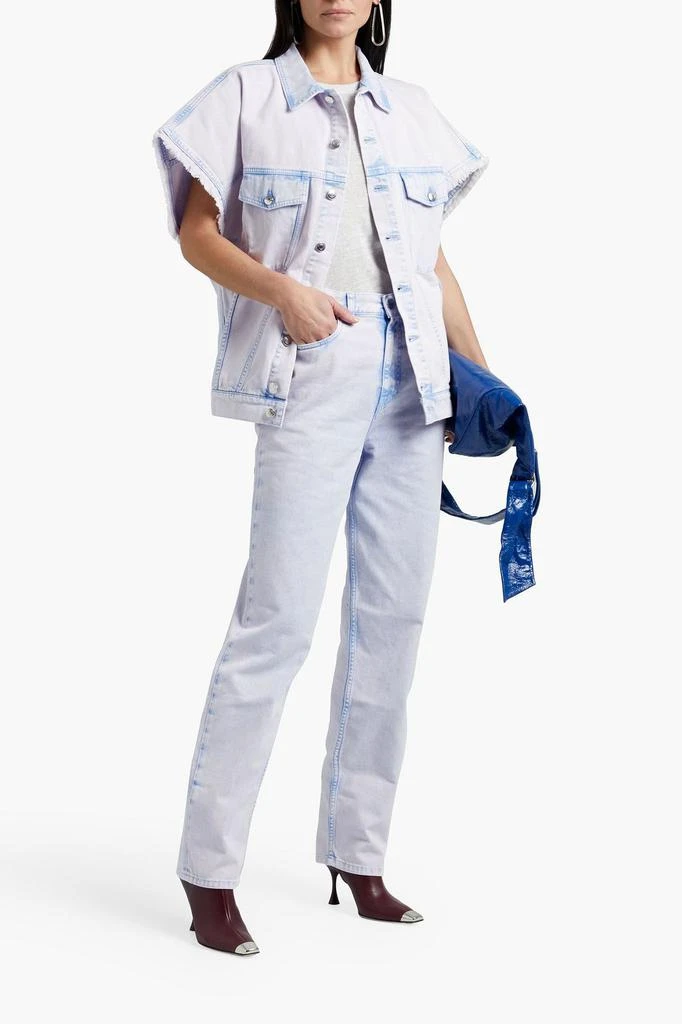 Kachixspe oversized frayed bleached denim vest – On Sale Now with