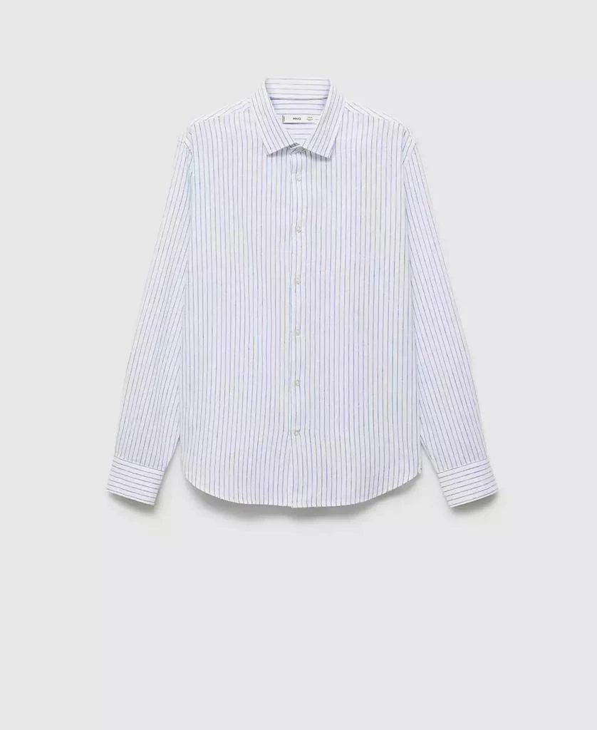 Mango Men's Regular-Fit Striped Cotton-Linen Shirt 11