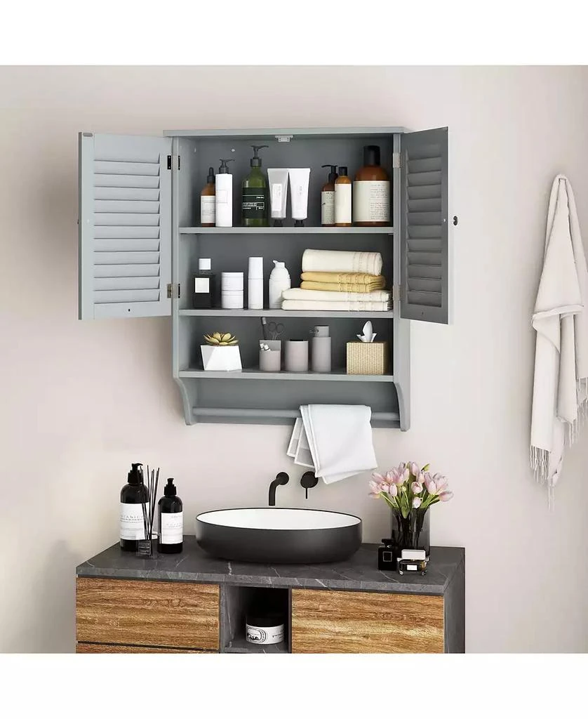 Volenca 2-Doors Bathroom Wall-Mounted Medicine Cabinet with Towel Bar 7
