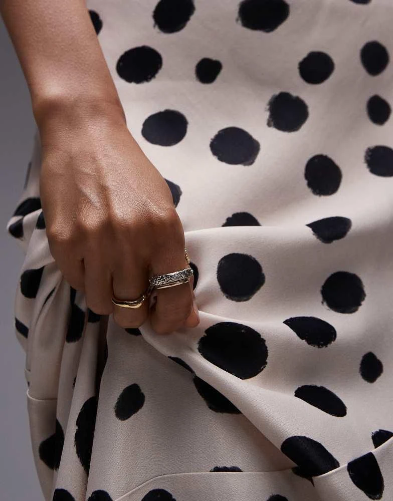 Topshop Topshop halter maxi dress in mono spot 4