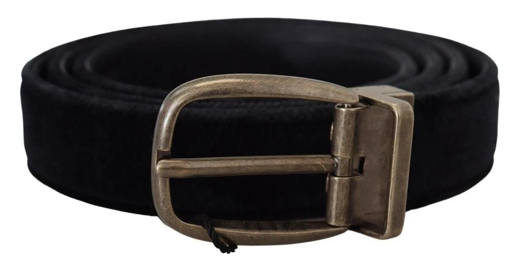 Dolce & Gabbana Dolce & Gabbana Black Velvet Leather Antique Metal Buckle 4