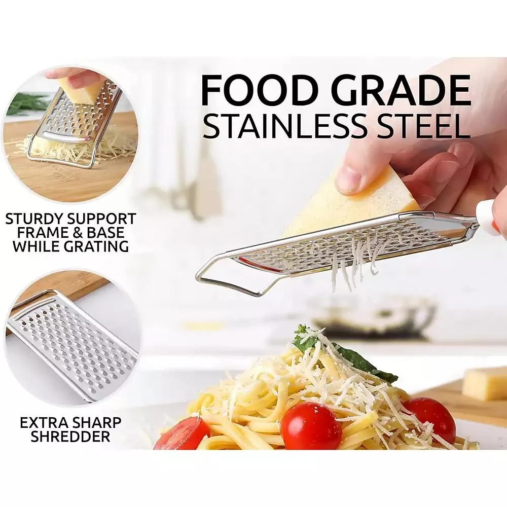 Zulay Kitchen Cheese Grater Stainless Steel - Durable Rust-Proof Metal Lemon Zester Grater With Handle 3