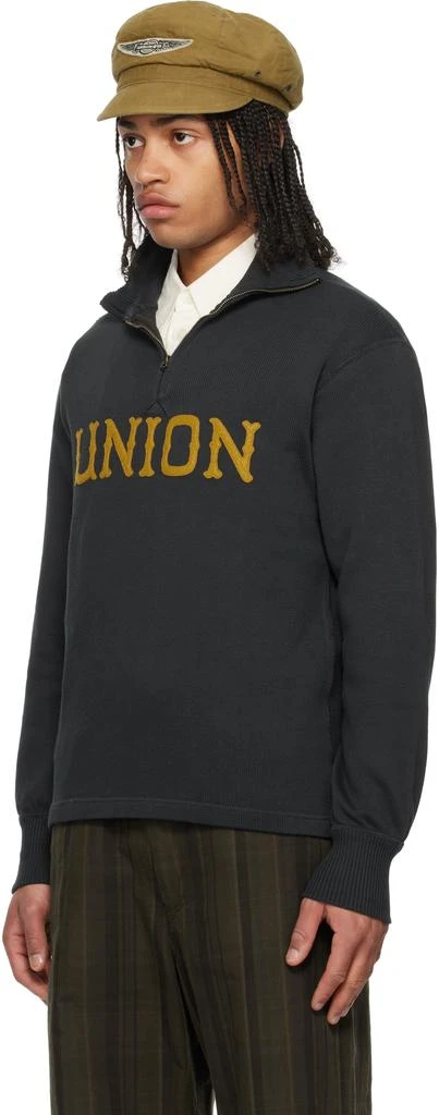 RRL Gray Long Sleeve Cotton Half-Zip Sweater 4