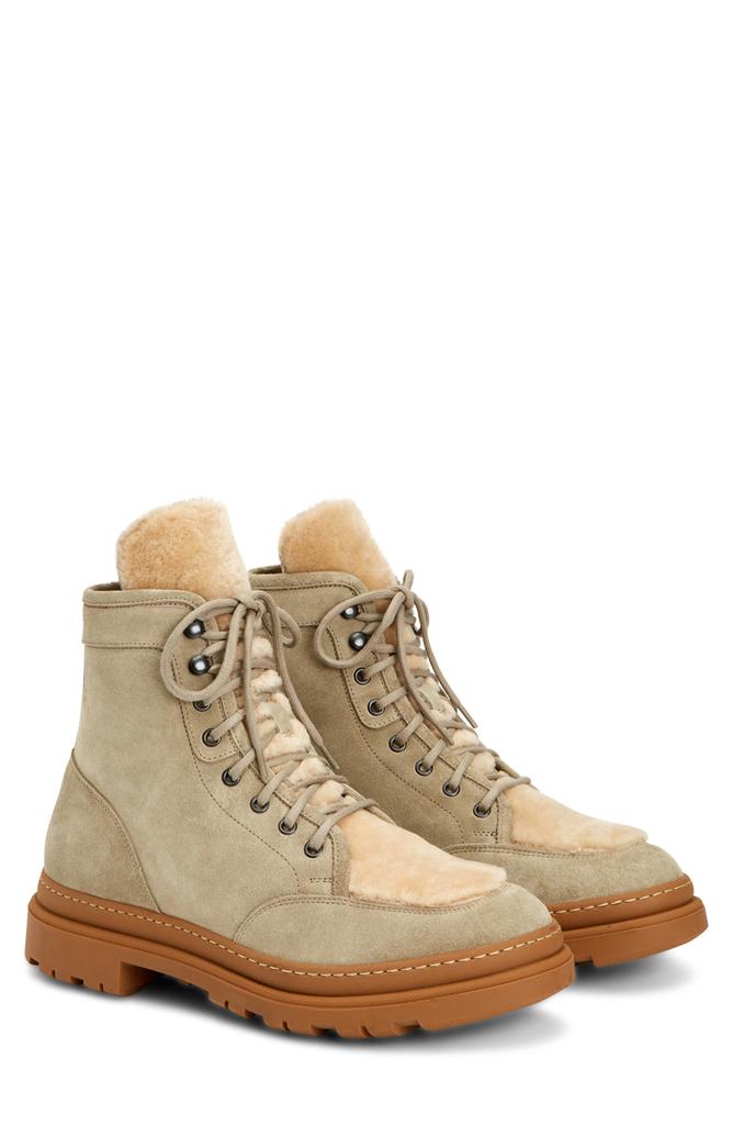 Aquatalia Tristian Lace-Up Boot with Genuine Shearling Trim