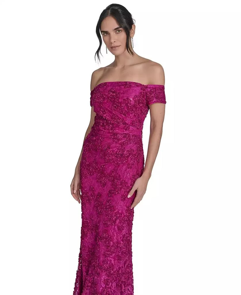 Jessica Howard Petite Soutache Floral Lace Off-the-shoulder Gown 4