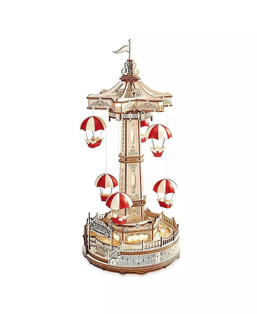 Robotime 3D Wooden Puzzle Parachute Tower DIY Model Gift for Birthday Children Adult, 5.51"5.51"11.8"
