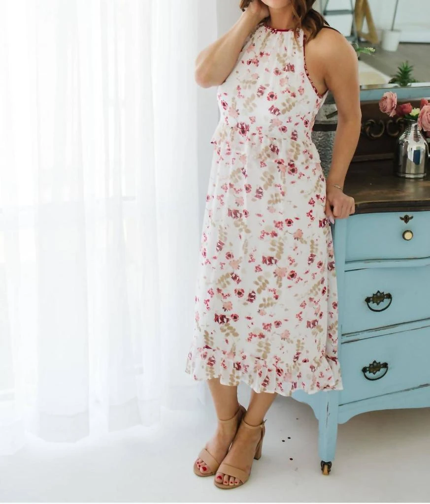 Kensie Keepsake Floral Dress In White 1
