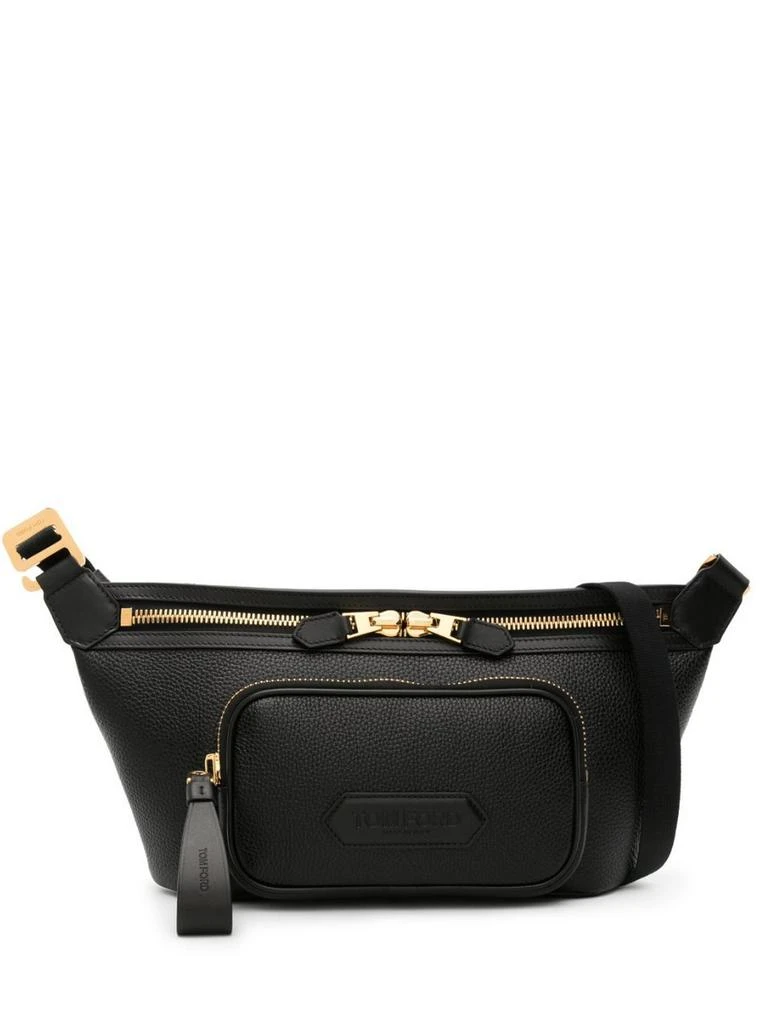 Tom Ford Mens Logo-Appliqué Leather Belt Bag in Black 1