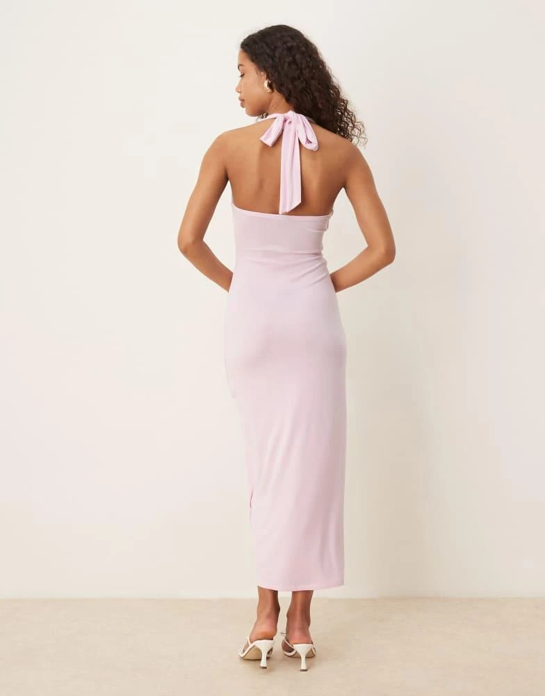 high neck backless midaxi dress in pink Makaila Halterneck Chiffon Midaxi Dress | Pink