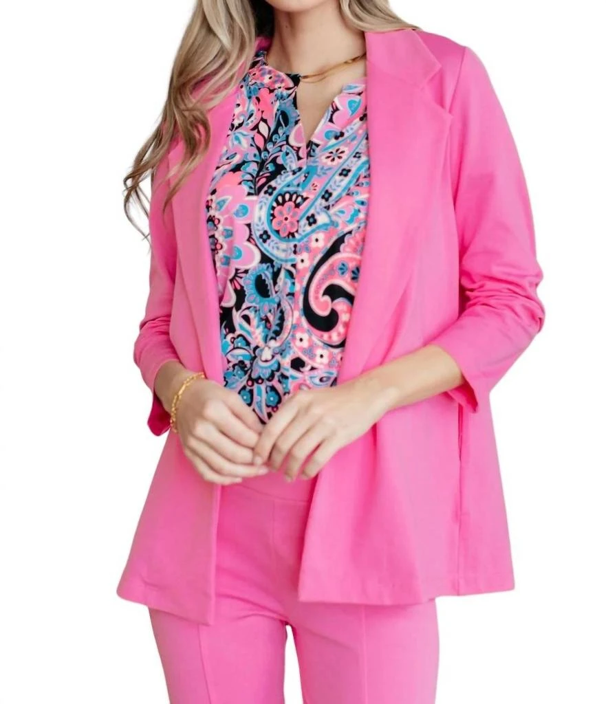 Dear Scarlett Magic 3/4 Blazer In Dark Pink