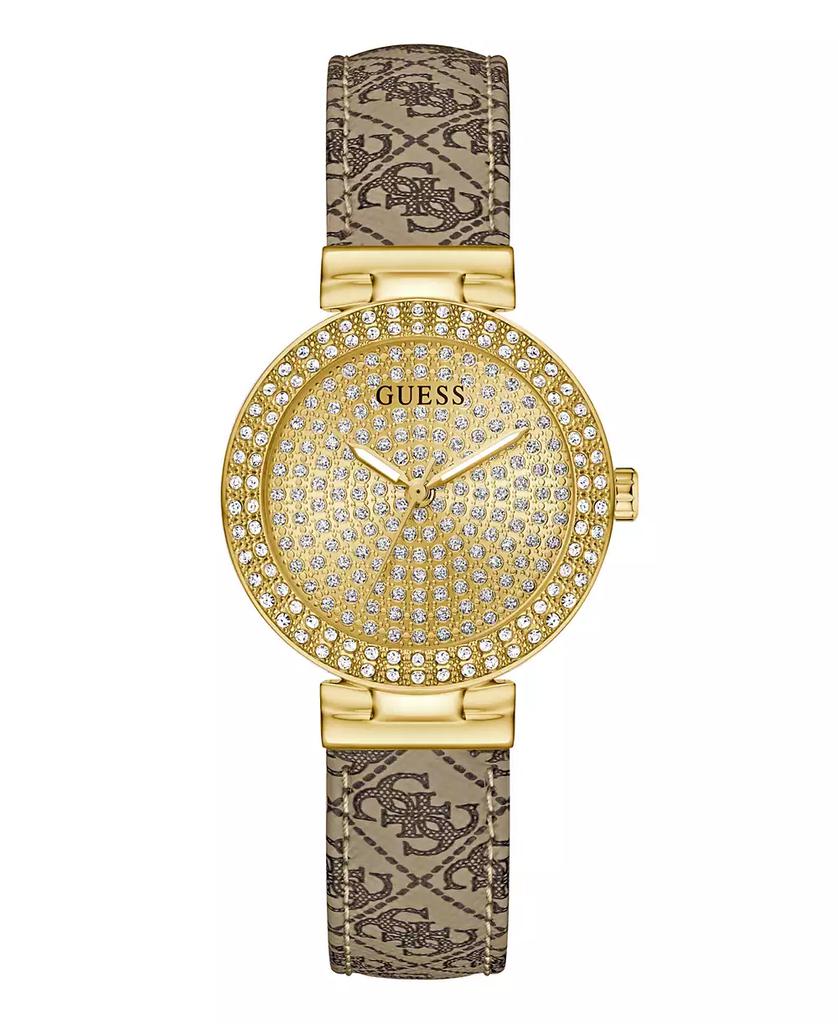 GUESS Women
s Beige Gold Tone Analog Watch, 32mm