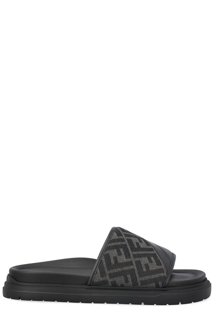 サンダル FENDI Men Sandals 7D1662AQX6F0QA1 Black Fendi Black Leather Fendi Lab Mules (FENDI/サンダル