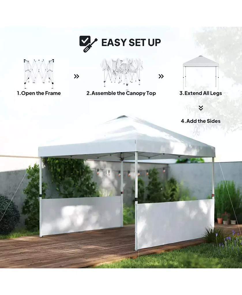 Outsunny 10
 x 10
 Pop Up Canopy Tent with 2 Half Sidewalls, Dark 3