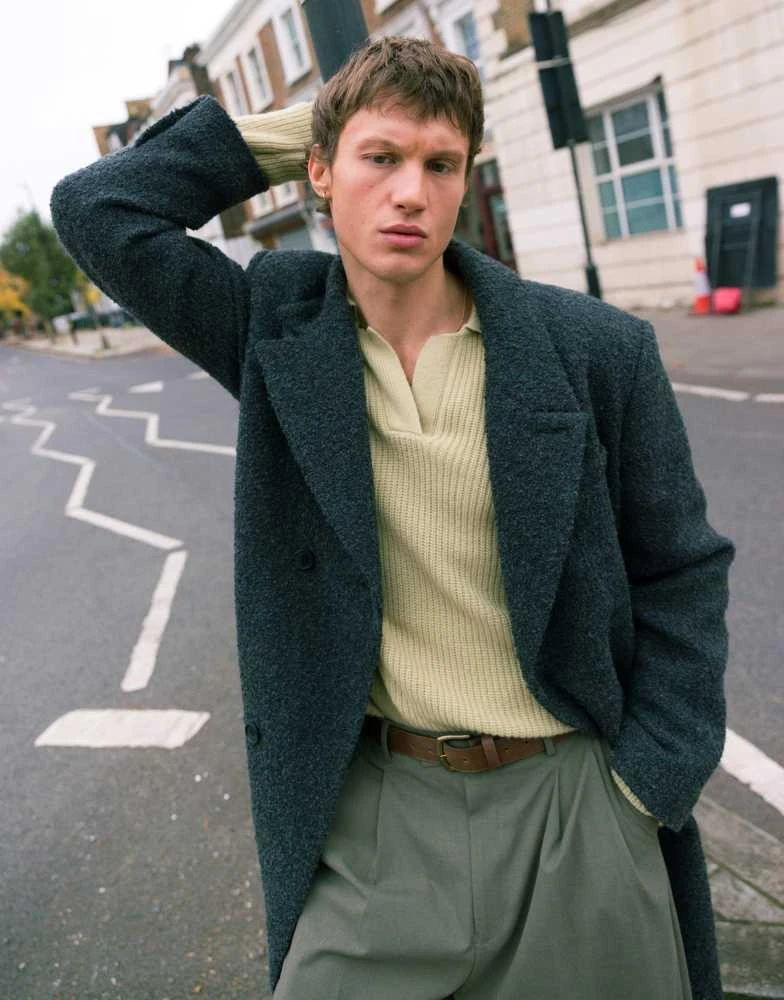 Topman Topman overcoat in grey 4