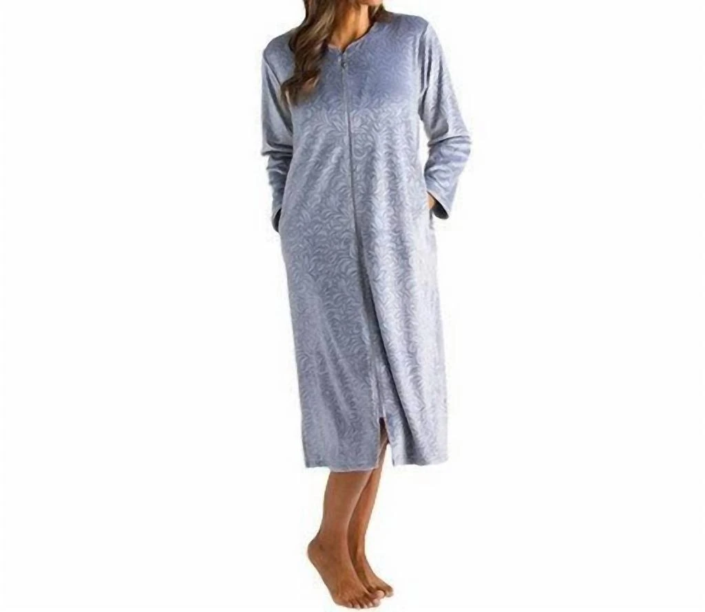 SOFTiES Floral Embossed Zip Robe In Grey 1