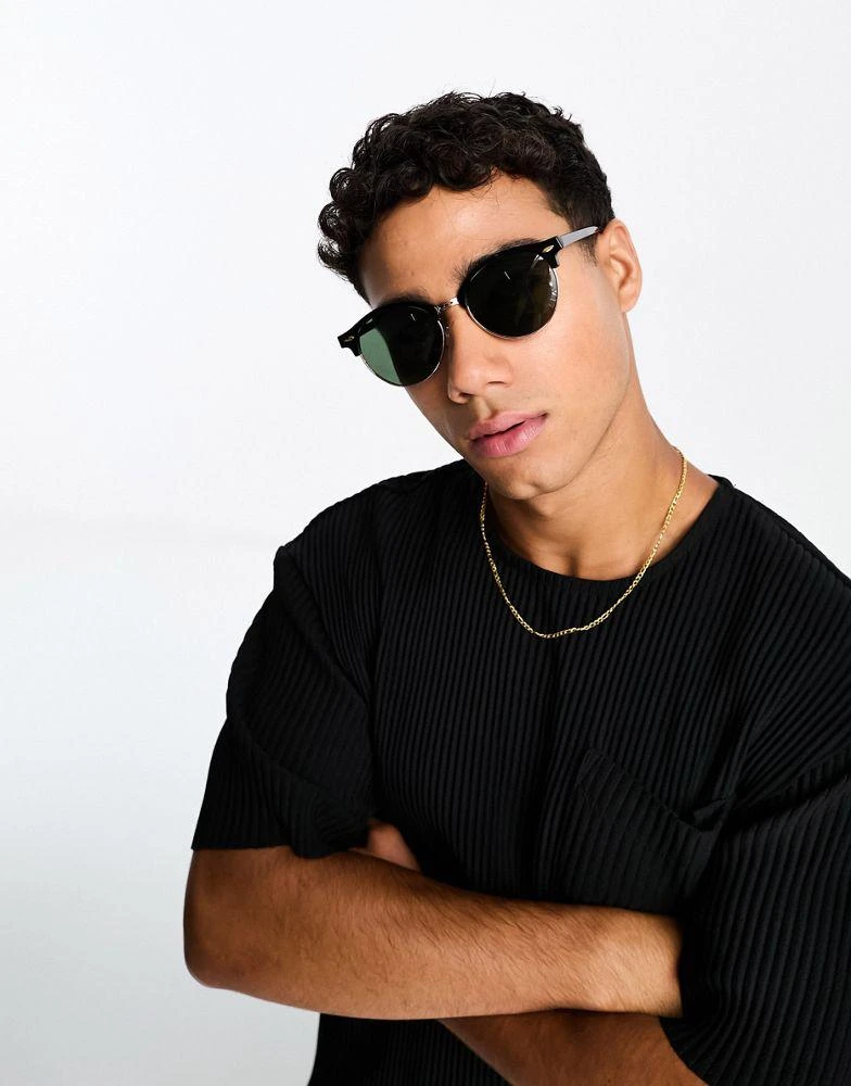 Only & Sons ONLY & SONS retro square sunglasses in black 1