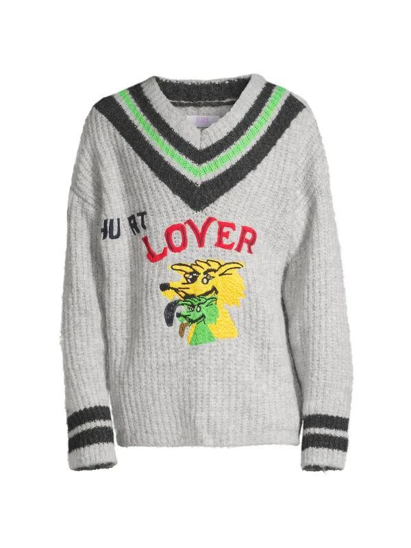 ERL Hurt Lover Wool-Blend V-Neck Sweater 7