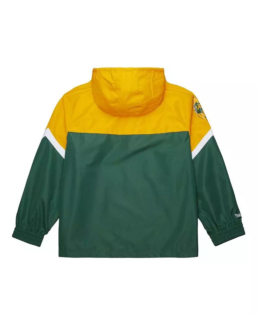 Mitchell 
Ness Men
s Gold/Green Green Bay Packers Tie Breaker Vintage Logo Lightweight Anorak Half-Zip Windbreaker Jacket 3