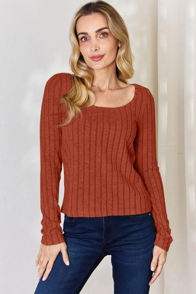 TRUEDAMES Full Size Ribbed Long Sleeve T-Shirt 5