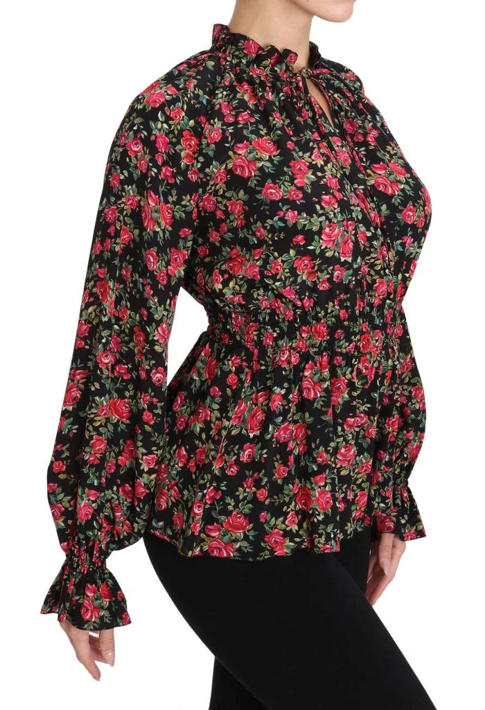 Dolce & Gabbana Dolce & Gabbana Black Rose Print Floral Shirt Top Blouse 5