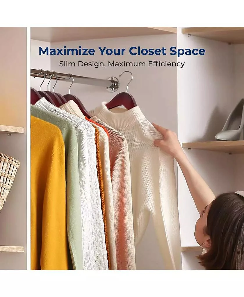 SereneLife 50-Pack Wooden Coat Hangers – Durable Suit Hangers with 360° Swivel Hook 
Notches – Slim Design for Shirts, Jackets, Dresses, and More 5